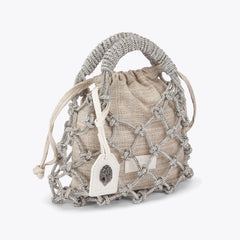 small macrame crystal bag