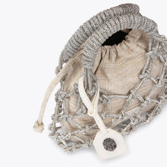 small macrame crystal bag