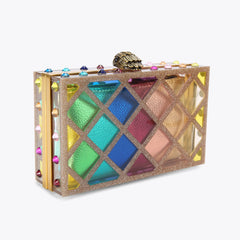 crystal quilt box clutch bag