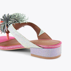 pom pom t-bar flat sandal
