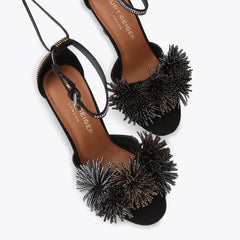pom pom tie ankle heel