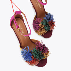 pom pom ankle tie sandal