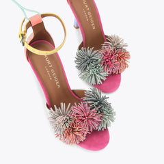 pom pom tie ankle heel