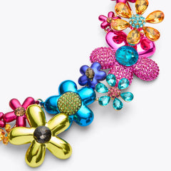 extra large rainbow floral necklace