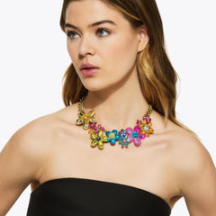 extra large rainbow floral necklace
