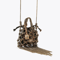 mini macrame crystal bag