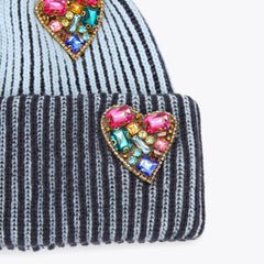 heart gem beanie