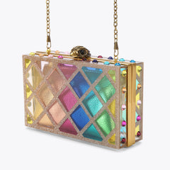 crystal quilt box clutch bag