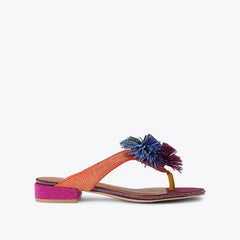 pom pom t-bar flat sandal