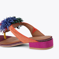 pom pom t-bar flat sandal