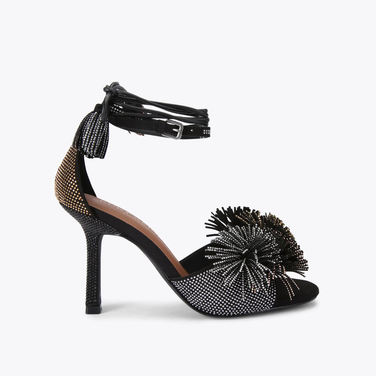 pom pom tie ankle heel