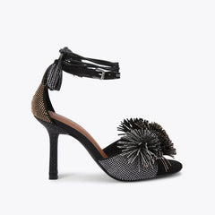pom pom tie ankle heel