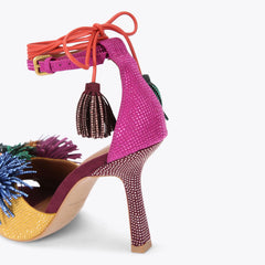 pom pom ankle tie sandal