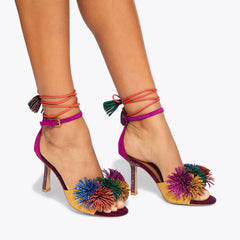 pom pom ankle tie sandal