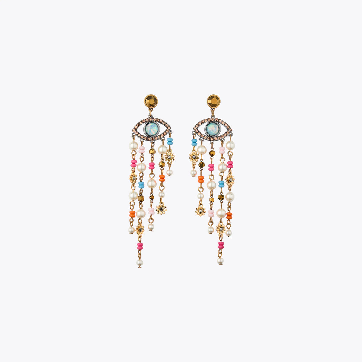 beaded eye earrings