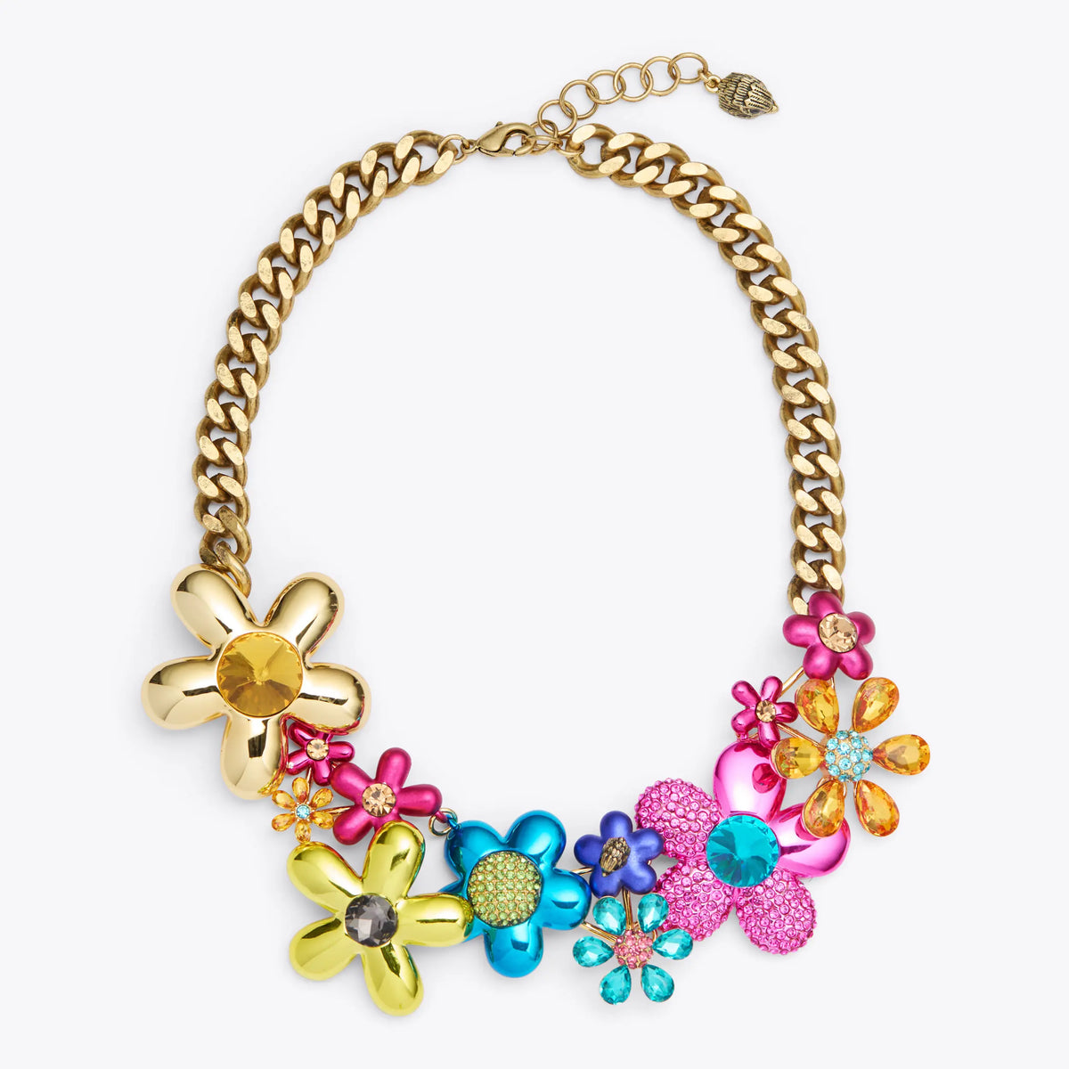 extra large rainbow floral necklace