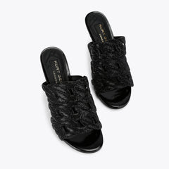 crystal chain mule heel