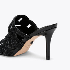 crystal chain mule heel