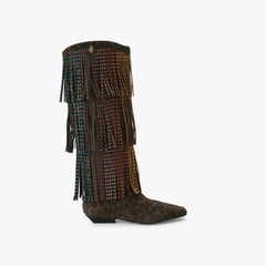 western fringe pull on boot