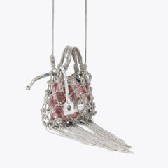 mini macrame crystal bag