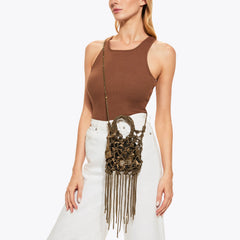 mini macrame crystal bag