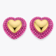 pave heart stud earrings