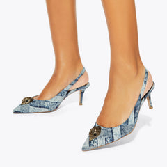 belgravia denim sling back heels